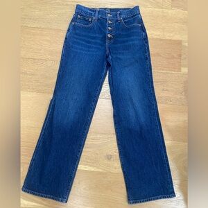J Crew Classic Full Length Wide Leg Button Fly Blue Womens Jeans 25 EUC like new